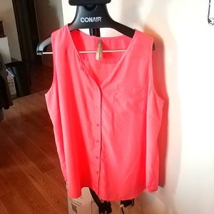 Penningtons Peach Button Up Blouse 2X